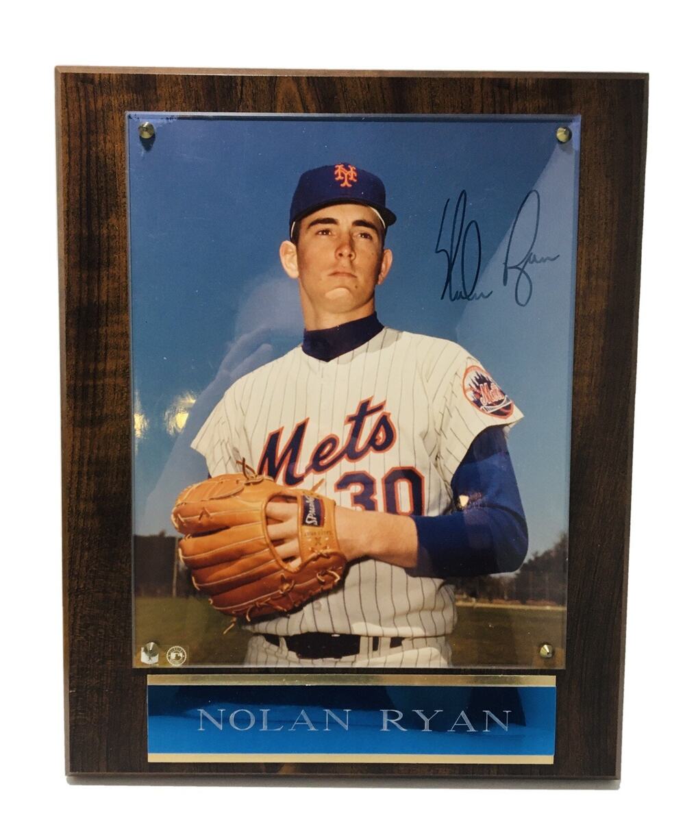 Nolan Ryan Mets Hand Signed Autograph 8x10 Plaque W/Certificate of Authenticity